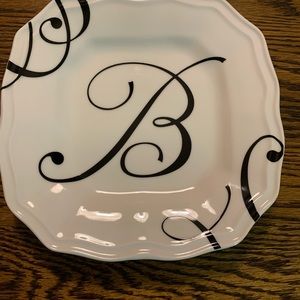 Plate with Letter “ B” in script/ white with black script